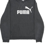 PUMA Mens Charcoal Grey Hoodie M Cotton Blend Pullover Classic Logo