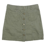 TOMMY HILFIGER Womens Green Cotton Mini Skirt Button Front Casual Pocket Design