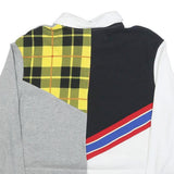 NIKE Womens White & Grey Yellow Plaid Colourblock Long Sleeve Polo Shirt S