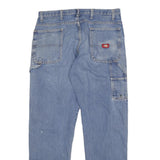 DICKIES Mens Jeans Blue Cotton Blend Regular Straight W34 L32 Workwear Zip