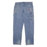 DICKIES Mens Jeans Blue Cotton Blend Regular Straight W34 L32 Workwear Zip
