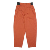 KEMO Womens Linen Blend Rust Relaxed Tapered Trousers W28 L28 Zip Closure
