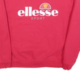 ELLESSE Womens Red Crew Neck UK 12 Sweatshirt Sport Logo Cotton Blend Pullover