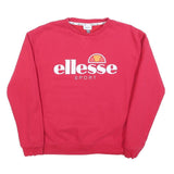 ELLESSE Womens Red Crew Neck UK 12 Sweatshirt Sport Logo Cotton Blend Pullover