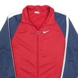 NIKE Mens Red & Navy Blue Track Jacket S Polyester Zip Plain Sportswear