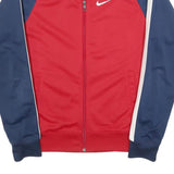 NIKE Mens Red & Navy Blue Track Jacket S Polyester Zip Plain Sportswear
