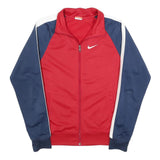 NIKE Mens Red & Navy Blue Track Jacket S Polyester Zip Plain Sportswear