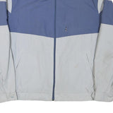 Mens Blue & White Casual Zip Jacket L Polyester Blend Colourblock Pocket