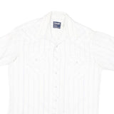 WRANGLER Mens White & Light Blue Striped Western Shirt XL Button Snap Fastening