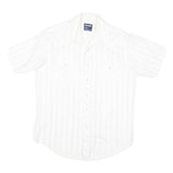 WRANGLER Mens White & Light Blue Striped Western Shirt XL Button Snap Fastening