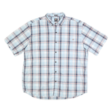 DICKIES Mens Blue & White Check Shirt L Cotton Blend Relaxed Fit Button Down