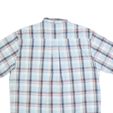 DICKIES Mens Blue & White Check Shirt L Cotton Blend Relaxed Fit Button Down