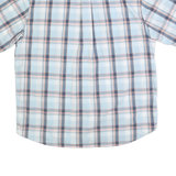 DICKIES Mens Blue & White Check Shirt L Cotton Blend Relaxed Fit Button Down