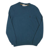 TIMBERLAND Mens Blue Plain Wool Blend Pullover Basic Knit Jumper M