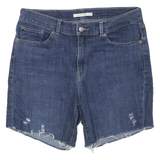 LEVI'S Womens Shorts Blue Casual Denim M W34 Frayed Edge Classic Straight