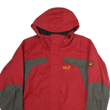 JACK WOLFSKIN Mens Red & Grey Outdoor Jacket M Polyester Zip Hooded Workwear