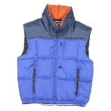 KAZHUMI Mens Blue & Navy Sleeveless Quilted Puffer Jacket L Polyester Blend Zip