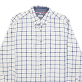 TOMMY HILFIGER Mens White & Blue Check Shirt L Long Sleeve Button Down Casual