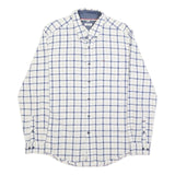 TOMMY HILFIGER Mens White & Blue Check Shirt L Long Sleeve Button Down Casual