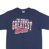 GILDAN Mens Navy Blue The Worlds Greatest Dad Graphic T-Shirt M Short Sleeve
