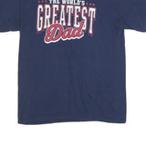 GILDAN Mens Navy Blue The Worlds Greatest Dad Graphic T-Shirt M Short Sleeve