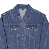 Womens Blue Denim Jacket M Cotton Blend Button Closure Classic Casual Outerwear