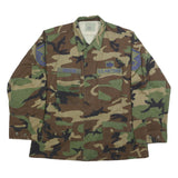 AMERICAN APPAREL Mens Green Camouflage Military Cotton Blend Jacket XL Button