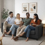 Anyseat 4-Seater Sofa Cover – Plain Dark Grey Style Slipcover for Living Room Chair Protection