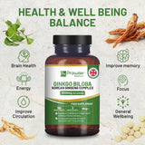 Ginkgo Biloba and Korean Ginseng Tablets 8000mg 180 Vegan Tablets | Ginkgo 6000mg & Korean Ginseng Root 2000mg Supports Cognitive Function & Mental Performance