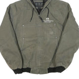 CCF Mens Green Cotton Blend Zip Hooded Jacket S Wildwood Grilling Logo