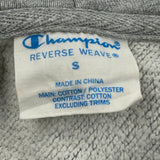 Vintage Reverse Weave Champion Hoodie - Small Grey Cotton Blend