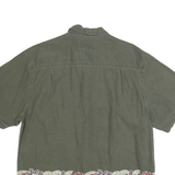 OP Mens Green Floral Border Cotton Shirt L Casual Short Sleeve Summer Style