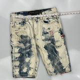 American Flag Patch Heritage America Denim Shorts - 34W 10L Blue Denim