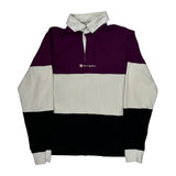 Champion Striped Rugby Shirt - Medium Black Cotton