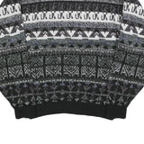 MICHAEL GERALD Womens Black Grey Patterned Jumper Crew Neck Basic Knit M Casual