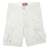LEVIS Mens White Casual Cargo Shorts M W34 Cotton Blend Comfortable Fit