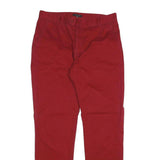 TED BAKER Mens Cotton Red Regular Straight Trousers W34 L33 Stylish Comfortable