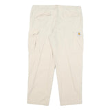CARHARTT Mens Beige Cotton Blend Relaxed Cargo Trousers W34 L26 Utility Workwear