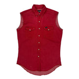 Wrangler Denim Shirt - Large Red Cotton