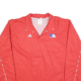 ADIDAS Mens Red Lightweight Button Jacket L Polyester Blend Sportswear MLB