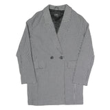 PULL&BEAR Womens Black & White Check Tailored Blazer S Polyester Blend Woven