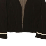 Womens Black Jacket XXS Polyester Blend Plain Cropped Minimalist Sleeve Trim