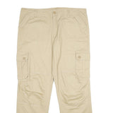 Beige Mens Regular Fit Cotton Cargo Trousers W38 L31 Casual Workwear Zip