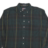 CHAPS Mens Green & Yellow Check Cotton Shirt L Button Down Long Sleeve Casual