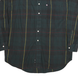 CHAPS Mens Green & Yellow Check Cotton Shirt L Button Down Long Sleeve Casual
