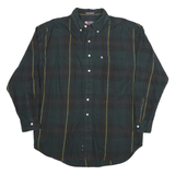 CHAPS Mens Green & Yellow Check Cotton Shirt L Button Down Long Sleeve Casual