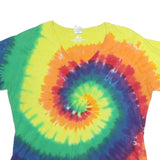 KOLOA Mens Yellow & Multicolour Tie Dye T-Shirt 2XL Short Sleeve V-Neck Cotton