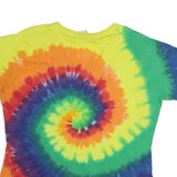 KOLOA Mens Yellow & Multicolour Tie Dye T-Shirt 2XL Short Sleeve V-Neck Cotton