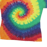 KOLOA Mens Yellow & Multicolour Tie Dye T-Shirt 2XL Short Sleeve V-Neck Cotton