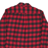 JACHS Mens Red & Black Check Shirt M Cotton Blend Casual Button Up